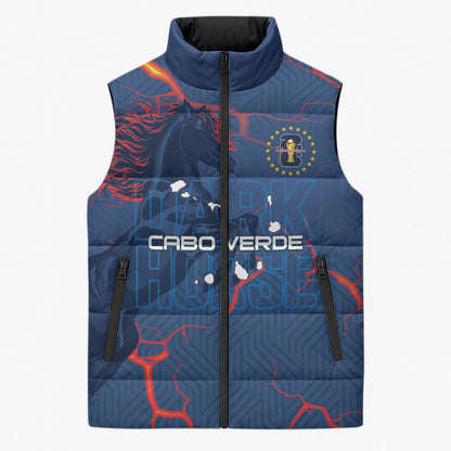 Cape Verde Football WC26 Custom Sleeveless Puffer Jacket Dark Horse Rising