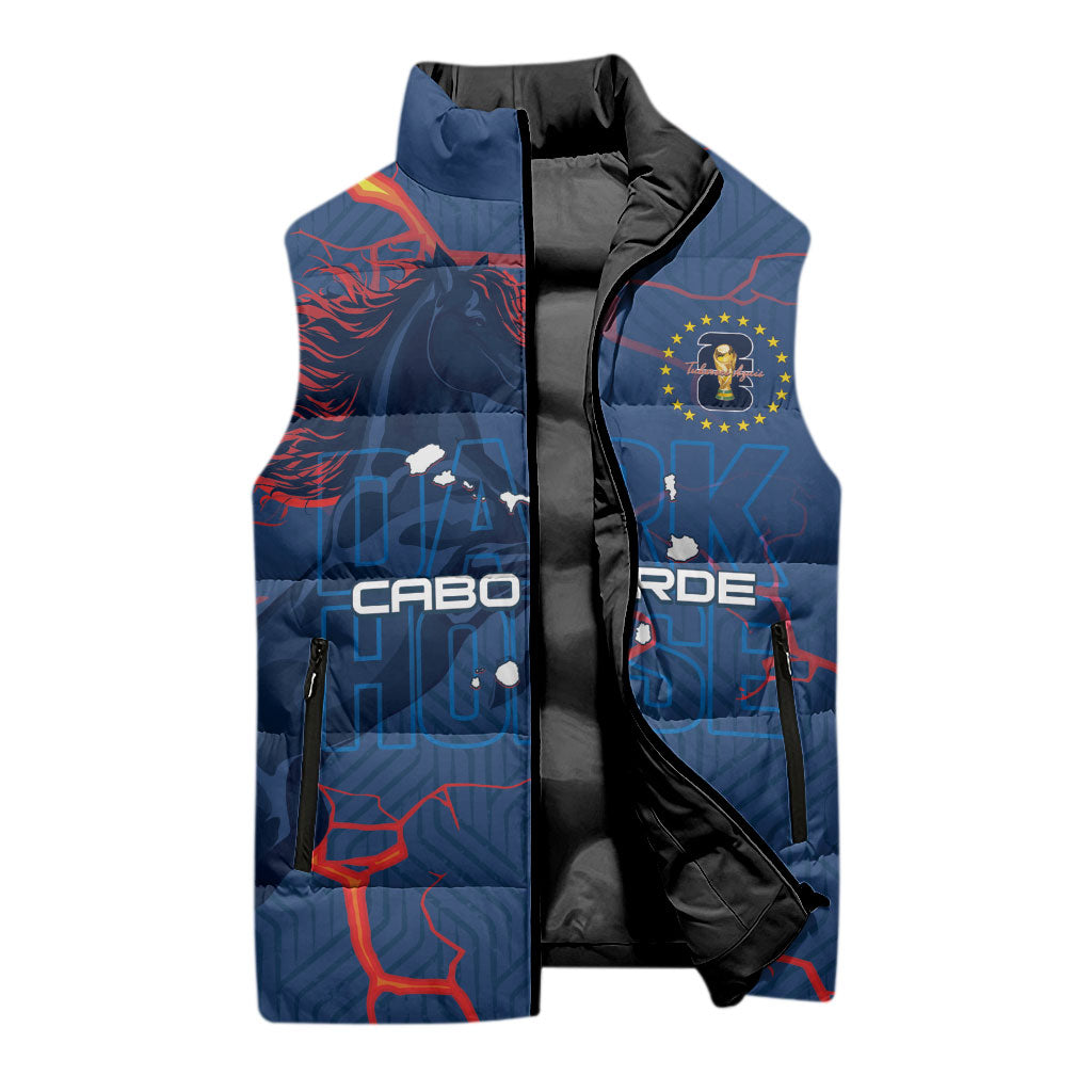 Cape Verde Football WC26 Custom Sleeveless Puffer Jacket Dark Horse Rising