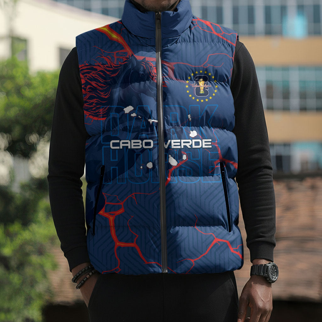 Cape Verde Football WC26 Custom Sleeveless Puffer Jacket Dark Horse Rising