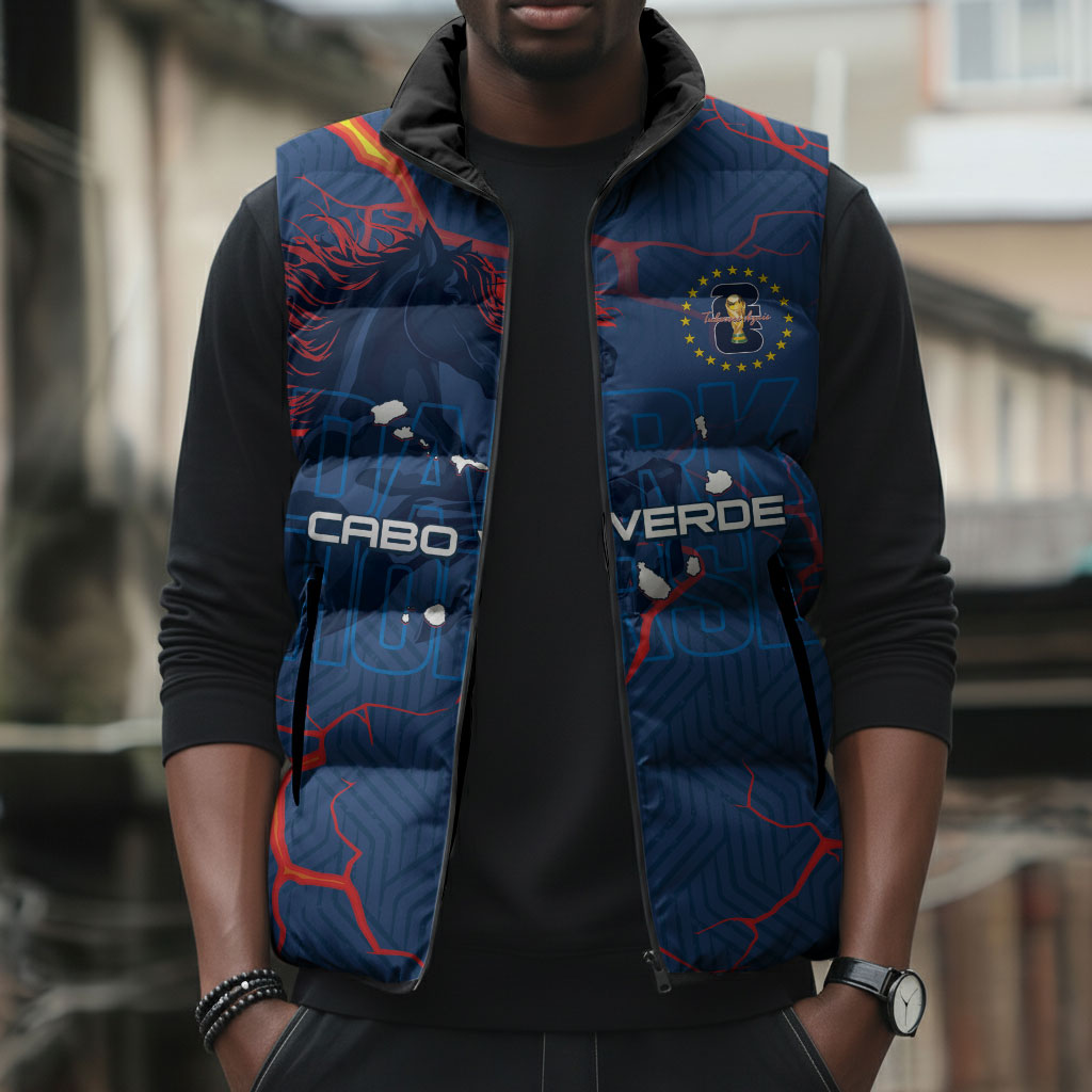 Cape Verde Football WC26 Custom Sleeveless Puffer Jacket Dark Horse Rising