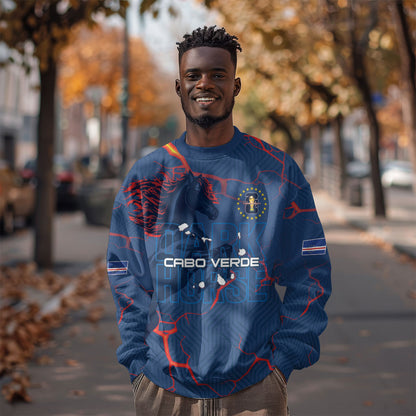 Cape Verde Football WC26 Custom Sweatshirt Dark Horse Rising