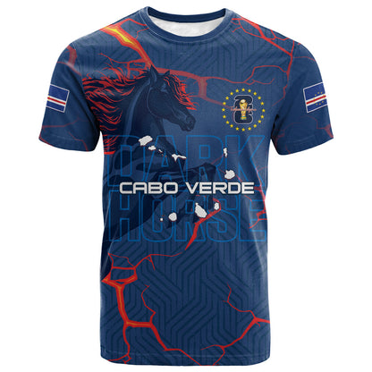 Cape Verde Football WC26 Custom T shirt Dark Horse Rising