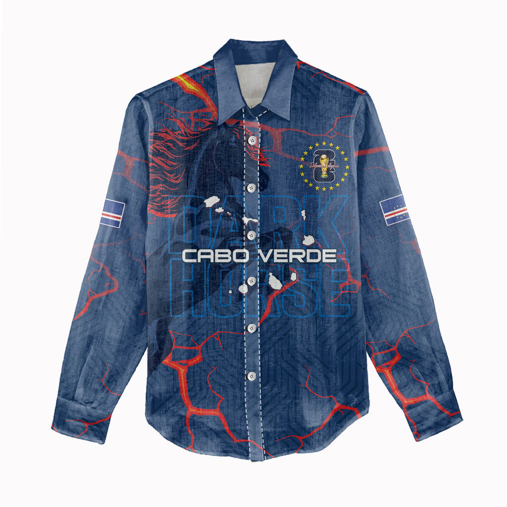 Cape Verde Football WC26 Custom Women Casual Shirt Dark Horse Rising
