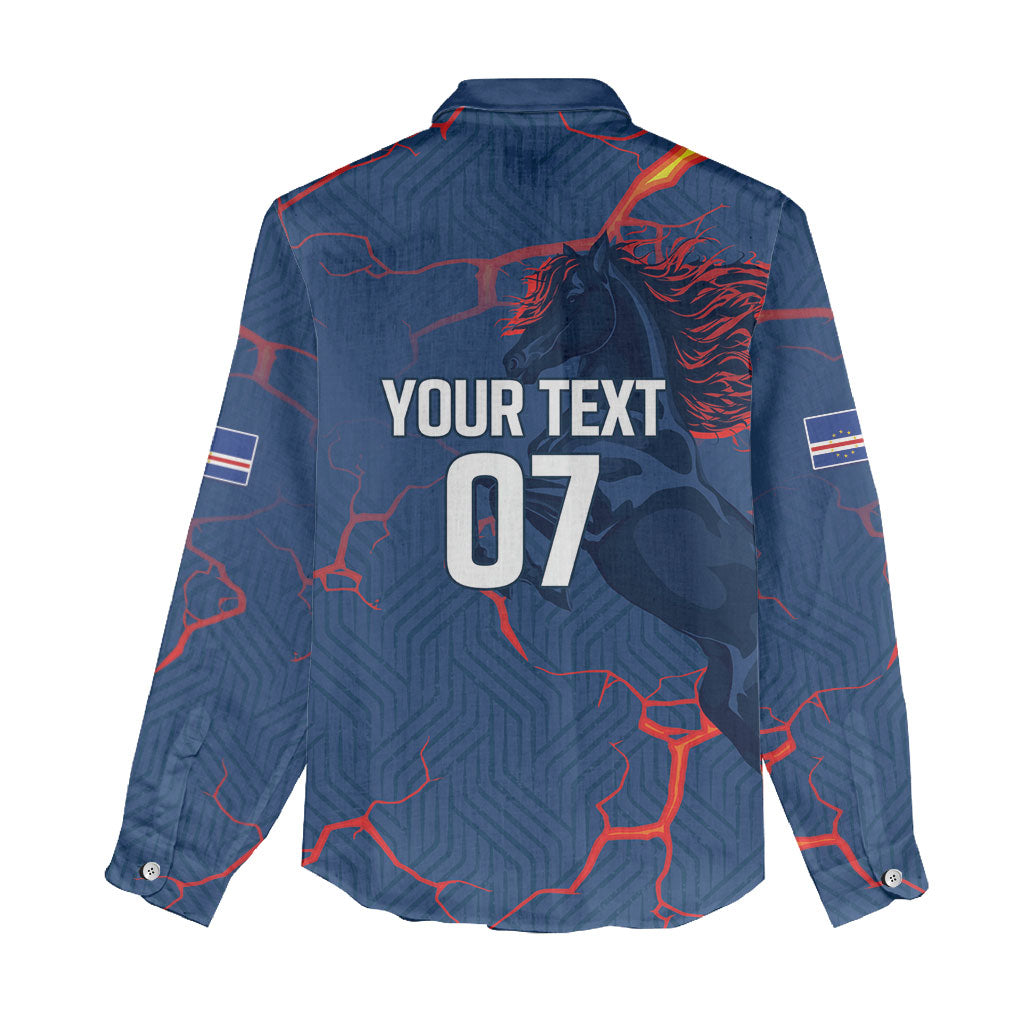 Cape Verde Football WC26 Custom Women Casual Shirt Dark Horse Rising