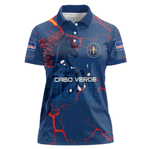 Cape Verde Football WC26 Custom Women Polo Shirt Dark Horse Rising