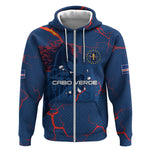 Cape Verde Football WC26 Custom Zip Hoodie Dark Horse Rising