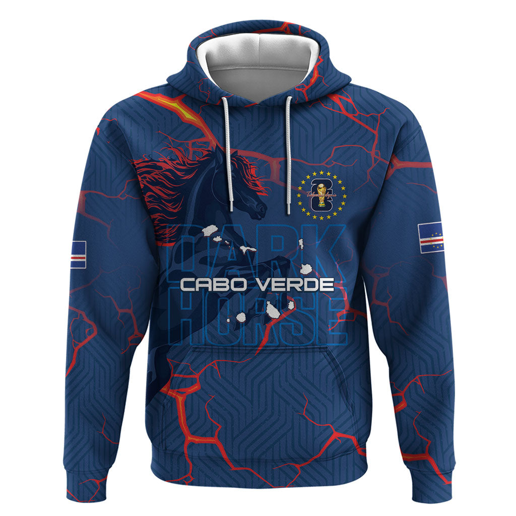 Cape Verde Football WC26 Custom Zip Hoodie Dark Horse Rising