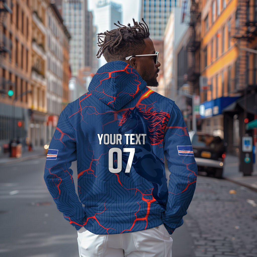 Cape Verde Football WC26 Custom Zip Hoodie Dark Horse Rising