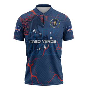 Cape Verde Football WC26 Custom Zipper Polo Shirt Dark Horse Rising