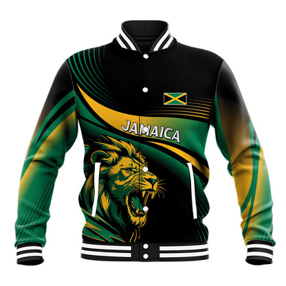 Afro-Jamaica Heritage Custom Baseball Jacket Roaring Lion
