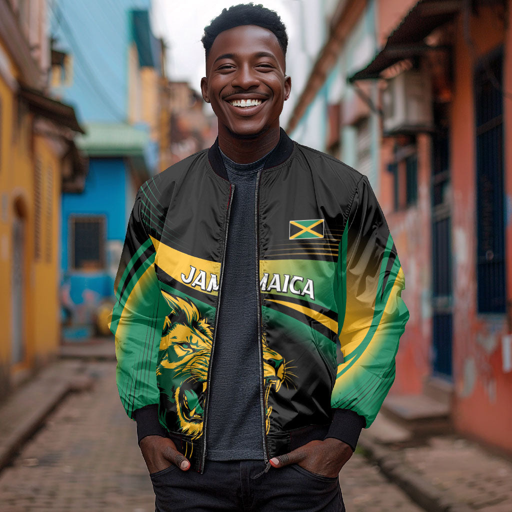 Afro-Jamaica Heritage Custom Bomber Jacket Roaring Lion