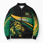 Afro-Jamaica Heritage Custom Bomber Puffer Jacket Roaring Lion