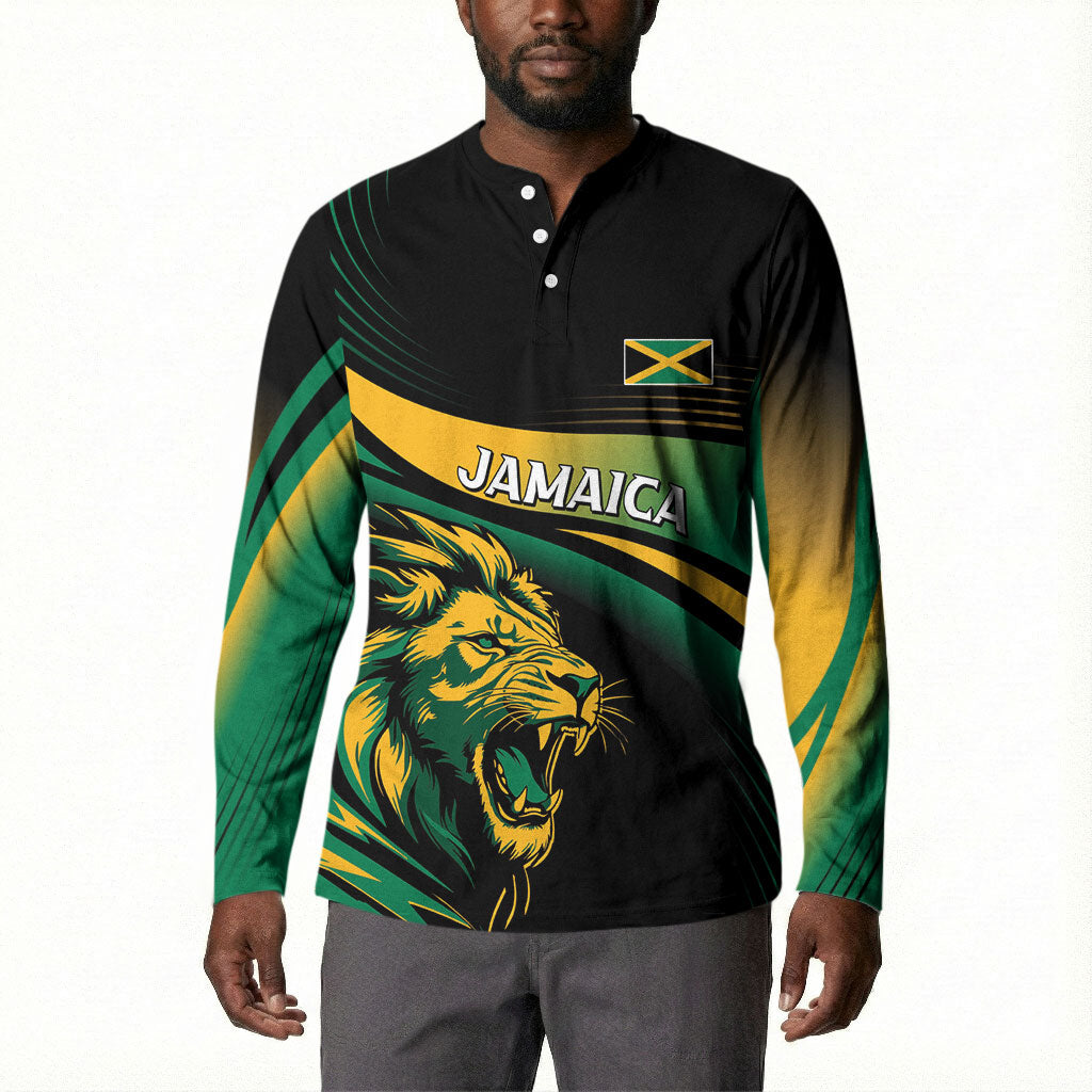 Afro-Jamaica Heritage Custom Button Sweatshirt Roaring Lion