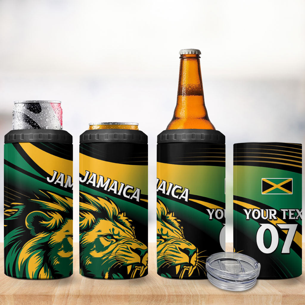 Afro-Jamaica Heritage Custom 4 in 1 Can Cooler Tumbler Roaring Lion