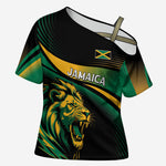 Afro-Jamaica Heritage Custom Cross Shoulder Shirt Roaring Lion