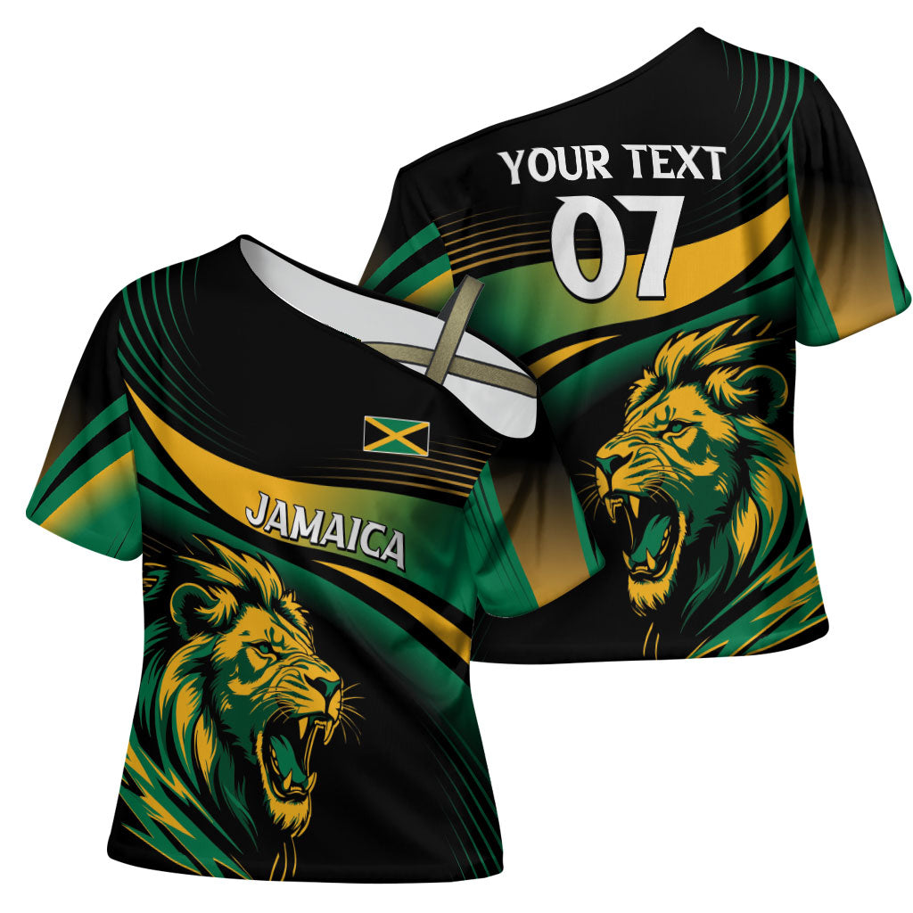Afro-Jamaica Heritage Custom Cross Shoulder Shirt Roaring Lion