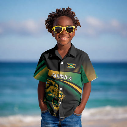 Afro-Jamaica Heritage Custom Kid Hawaiian Shirt Roaring Lion