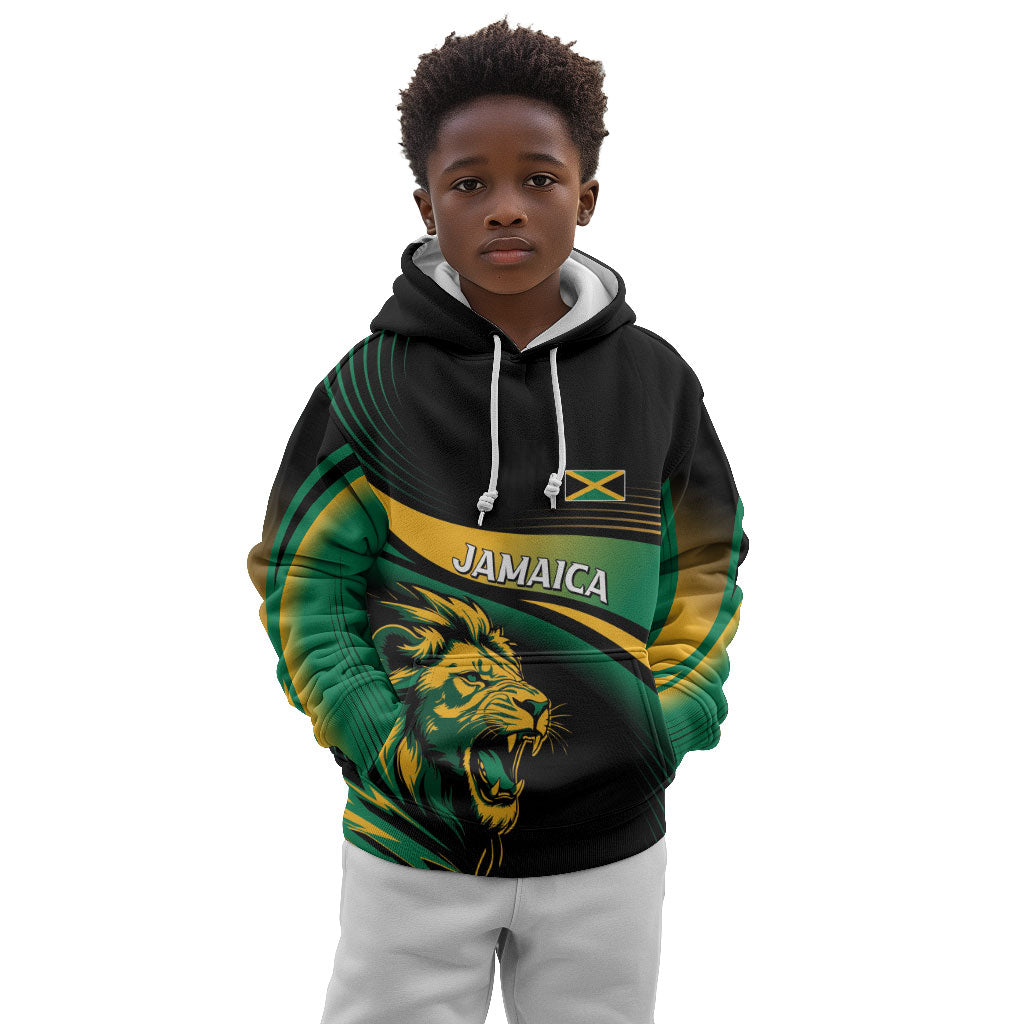 Afro-Jamaica Heritage Custom Kid Hoodie Roaring Lion