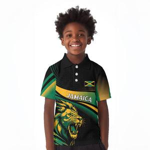 Afro-Jamaica Heritage Custom Kid Polo Shirt Roaring Lion