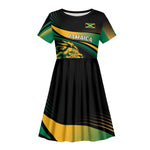 Afro-Jamaica Heritage Custom Kid Short Sleeve Dress Roaring Lion