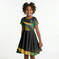 Afro-Jamaica Heritage Custom Kid Short Sleeve Dress Roaring Lion