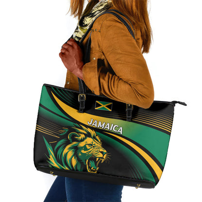 Afro-Jamaica Heritage Leather Tote Bag Roaring Lion