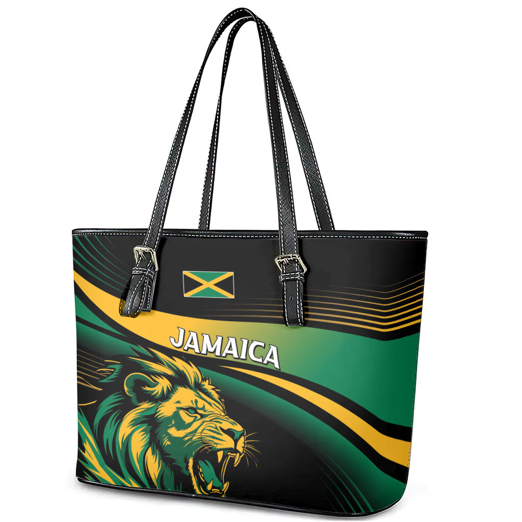 Afro-Jamaica Heritage Leather Tote Bag Roaring Lion