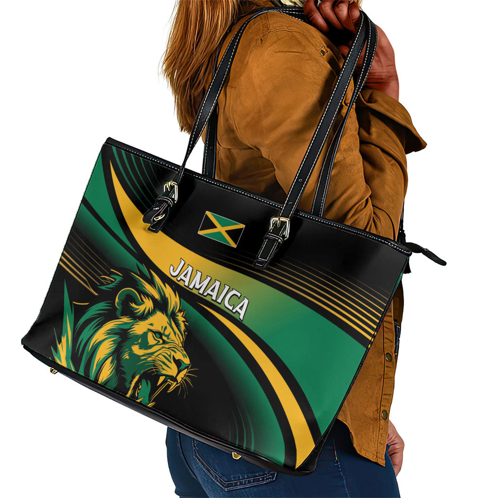 Afro-Jamaica Heritage Leather Tote Bag Roaring Lion