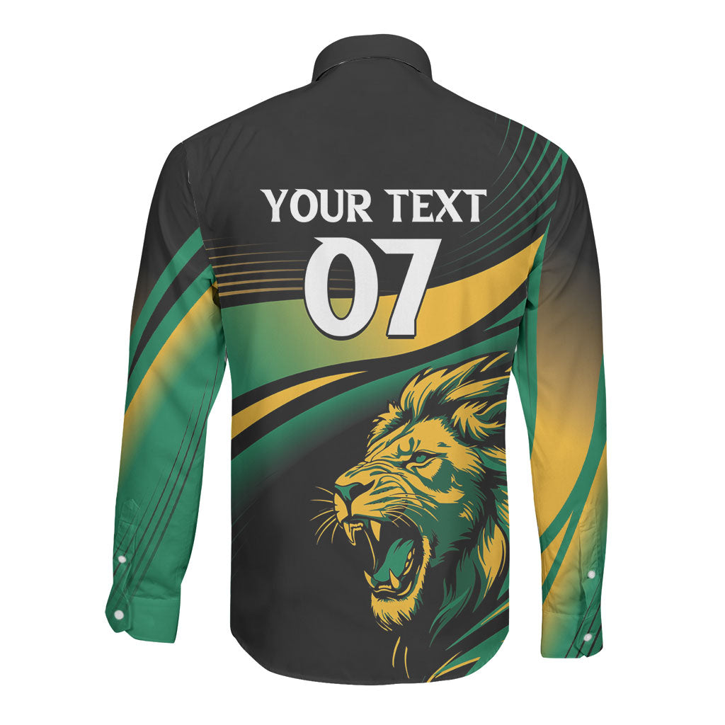 Afro-Jamaica Heritage Custom Long Sleeve Button Shirt Roaring Lion