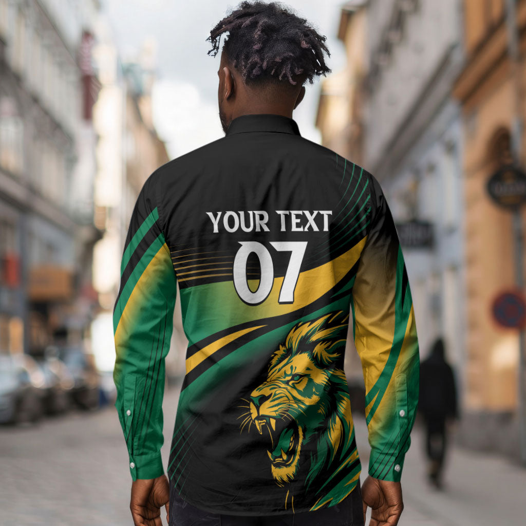 Afro-Jamaica Heritage Custom Long Sleeve Button Shirt Roaring Lion