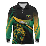Afro-Jamaica Heritage Custom Long Sleeve Polo Shirt Roaring Lion