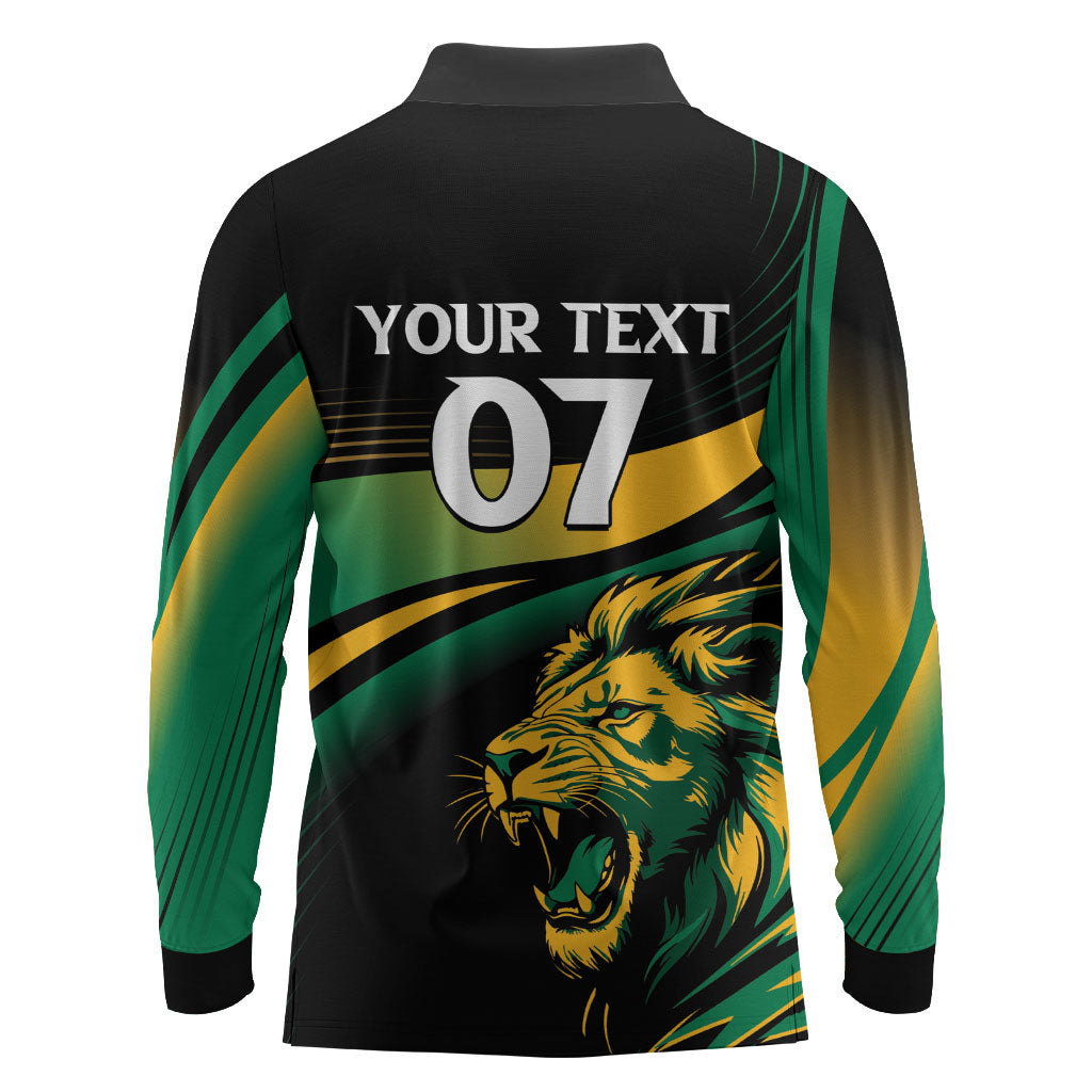 Afro-Jamaica Heritage Custom Long Sleeve Polo Shirt Roaring Lion