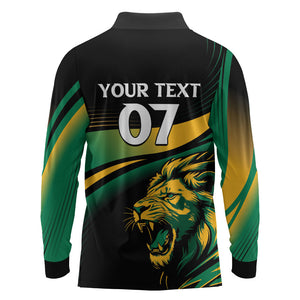 Afro-Jamaica Heritage Custom Long Sleeve Polo Shirt Roaring Lion