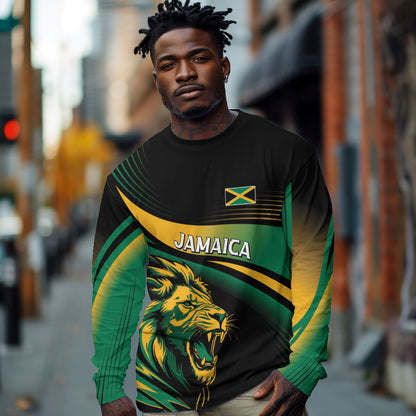 Afro-Jamaica Heritage Custom Long Sleeve Shirt Roaring Lion
