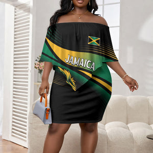 Afro-Jamaica Heritage Custom Off Shoulder Short Dress Roaring Lion