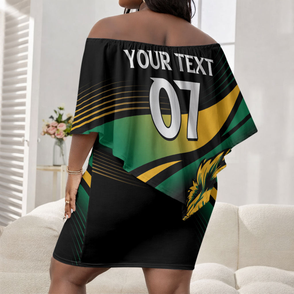 Afro-Jamaica Heritage Custom Off Shoulder Short Dress Roaring Lion