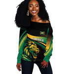 Afro-Jamaica Heritage Custom Off Shoulder Sweater Roaring Lion