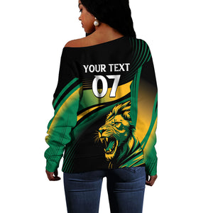Afro-Jamaica Heritage Custom Off Shoulder Sweater Roaring Lion