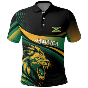 Afro-Jamaica Heritage Custom Polo Shirt Roaring Lion