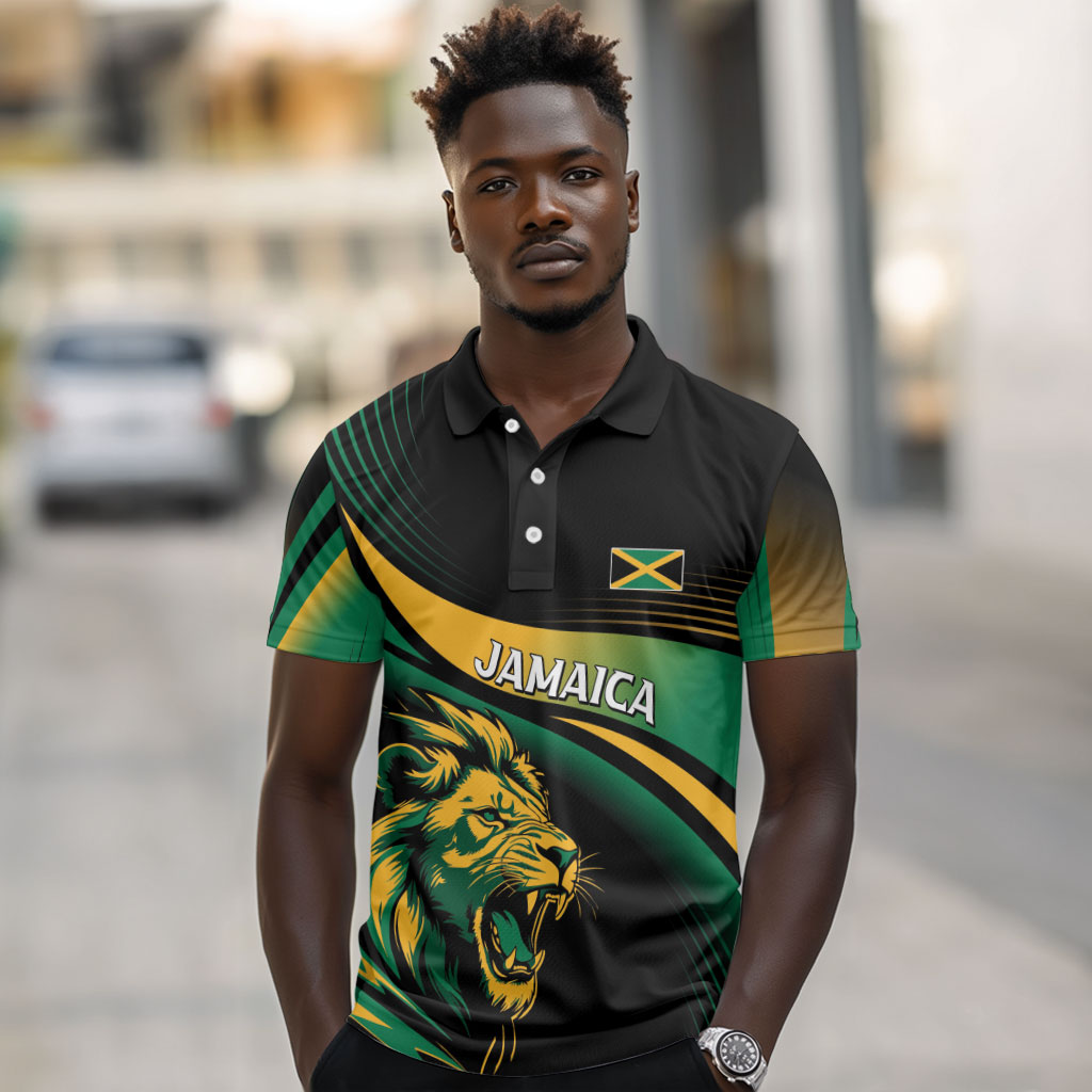 Afro-Jamaica Heritage Custom Polo Shirt Roaring Lion