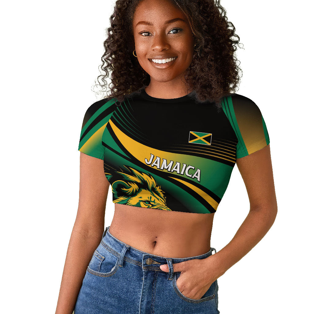 Afro-Jamaica Heritage Custom Raglan Cropped T shirt Roaring Lion