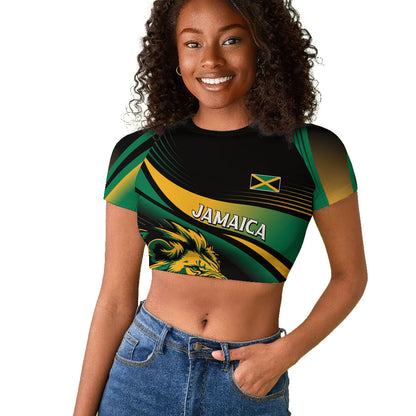 Afro-Jamaica Heritage Custom Raglan Cropped T shirt Roaring Lion