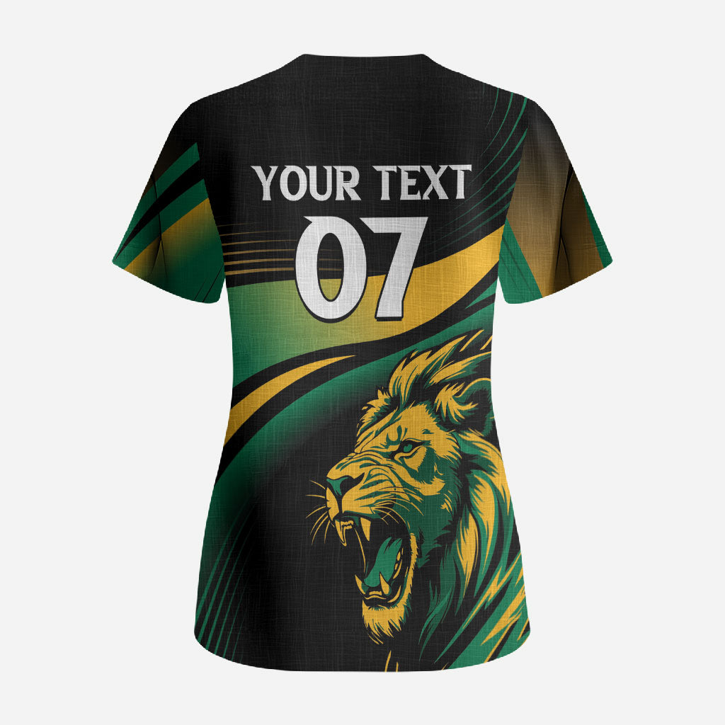 Afro-Jamaica Heritage Custom Scrub Top Roaring Lion