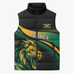 Afro-Jamaica Heritage Custom Sleeveless Puffer Jacket Roaring Lion