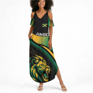 Afro-Jamaica Heritage Custom Summer Maxi Dress Roaring Lion