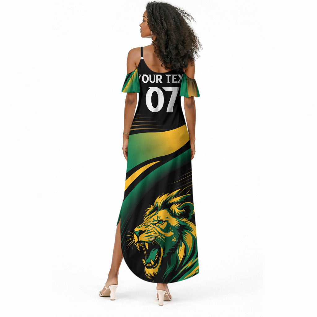 Afro-Jamaica Heritage Custom Summer Maxi Dress Roaring Lion