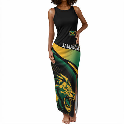 Afro-Jamaica Heritage Custom Tank Maxi Dress Roaring Lion