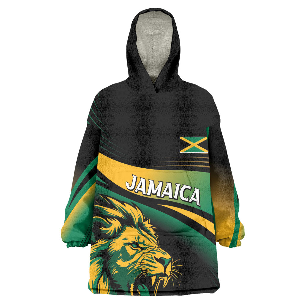 Afro-Jamaica Heritage Custom Wearable Blanket Hoodie Roaring Lion