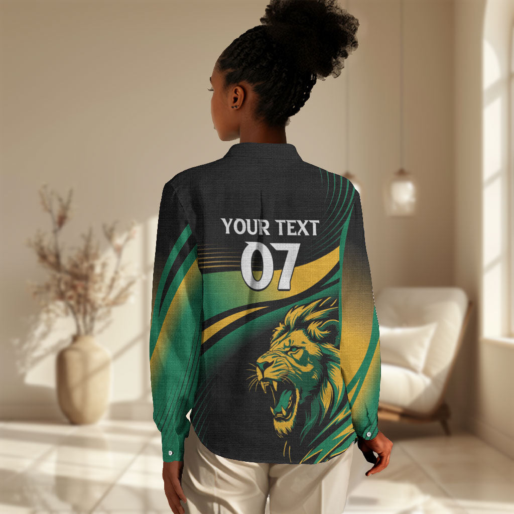 Afro-Jamaica Heritage Custom Women Casual Shirt Roaring Lion