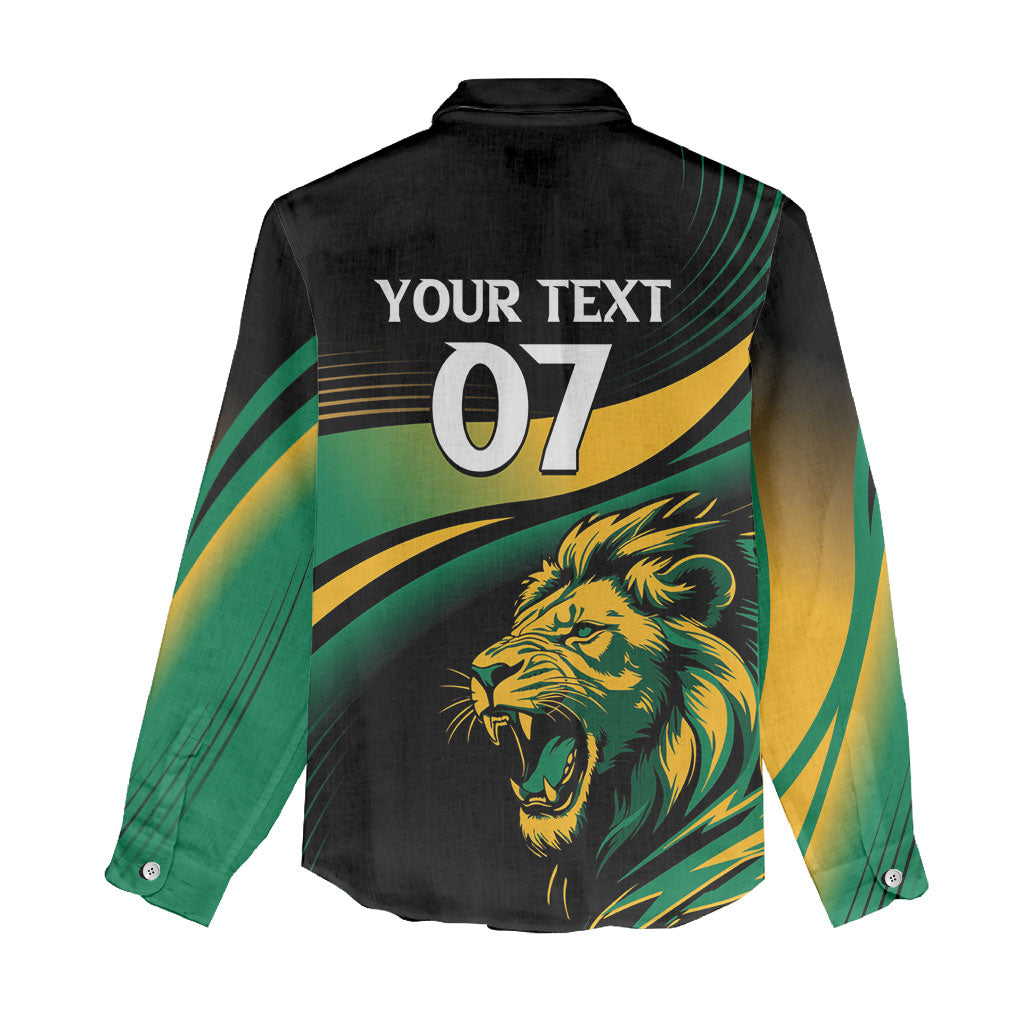 Afro-Jamaica Heritage Custom Women Casual Shirt Roaring Lion